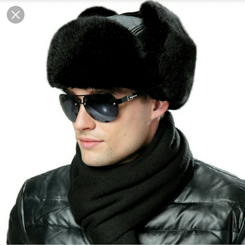 RUSSIAN HAT USSR SOVIET STAR SHEARLING BLK SIZE 61